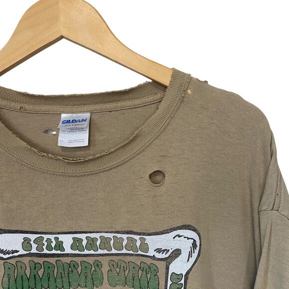 VTG Y2K Distressed Hippie Arkansas Graphic Tee shirt - Picture 3 of 11